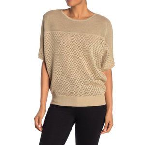 Elbow Length Dolman Sleeve Pointelle Knit Sweater